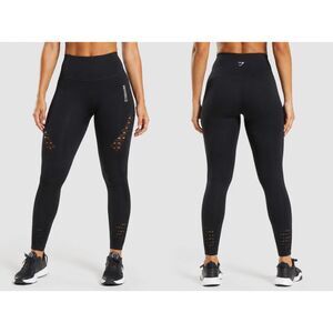 Gymshark Energy Seamless Eyelet High-Waisted Gym Leggings Black Women's Size S